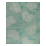 Lux Rose Floral Area Rug in Blue/Green/Gray