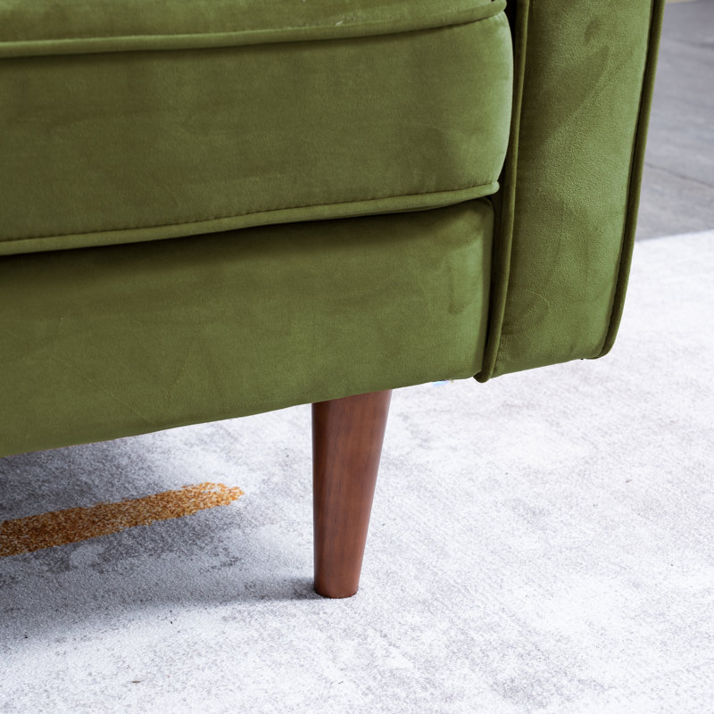 Ansonia 85" Velvet Square Arm Sofa, Olive Green