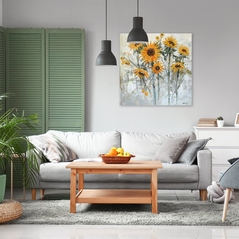 Tournesols - peinture sur toile tendue, H 40 po x l 40 po x P 1,5 po