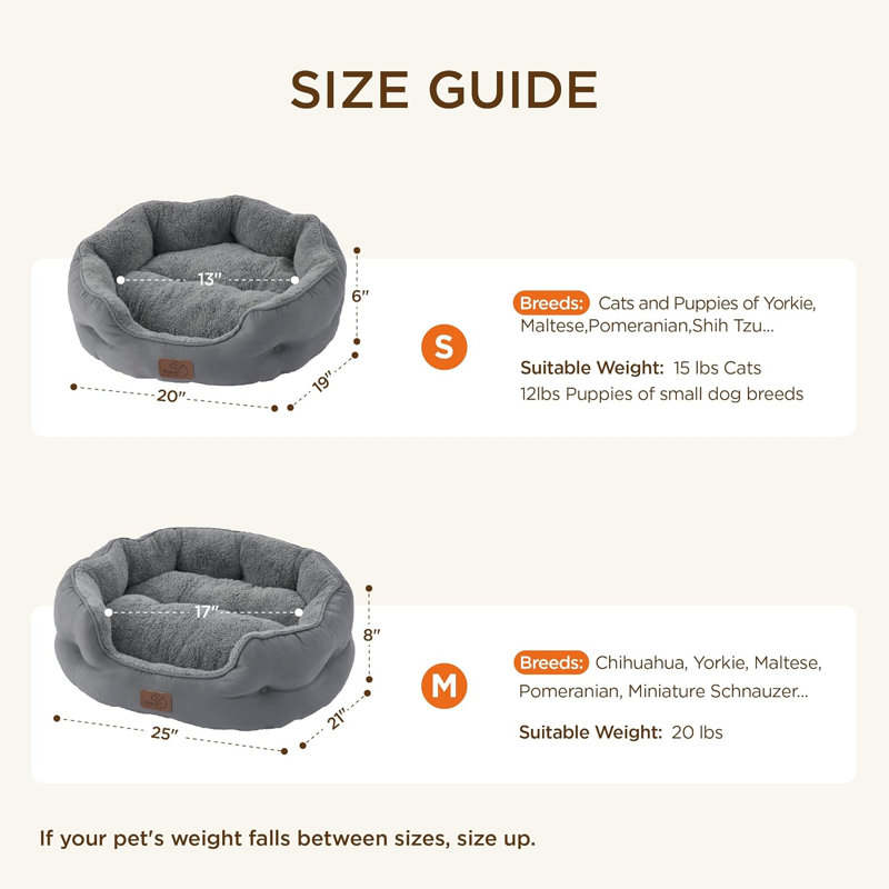 Lit pour chien et chat rond pour petits animaux de compagnie, nid lavable en peluche avec base antidérapante, intérieur