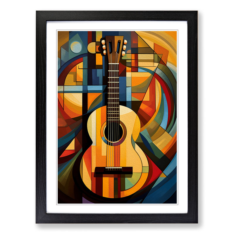 Acoustic Guitar Orphism No.2 - Framed Print, 34cm H x 25cm W x 2cm D, Black