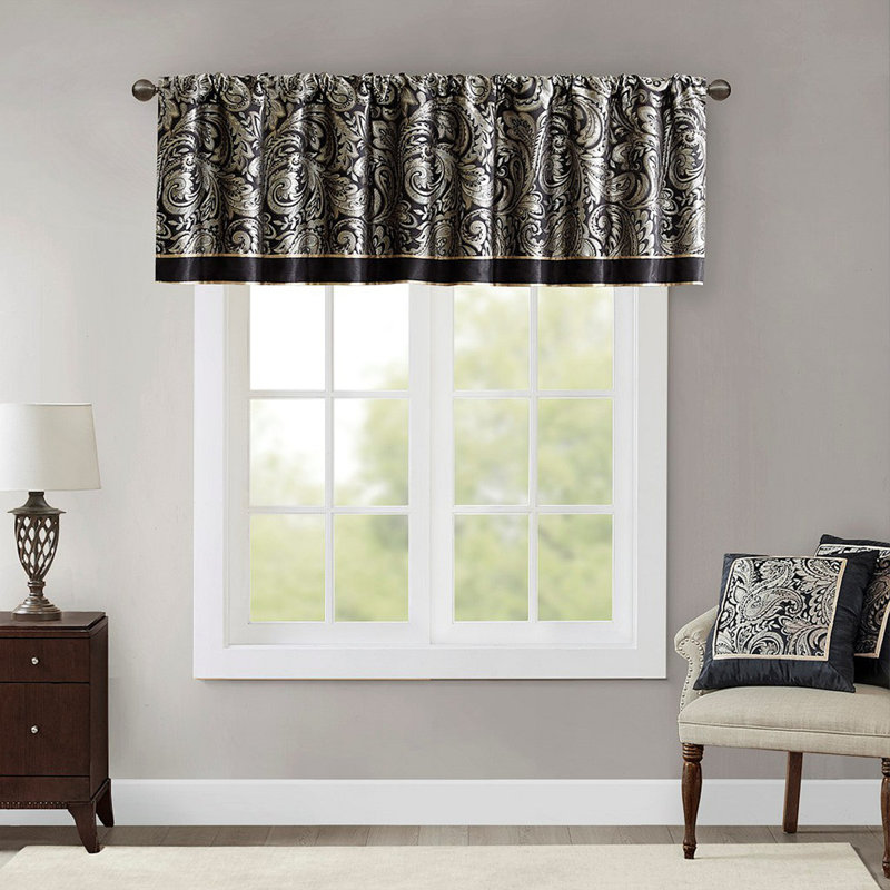 Cantonnière jacquard 50 x 18 po, Noir