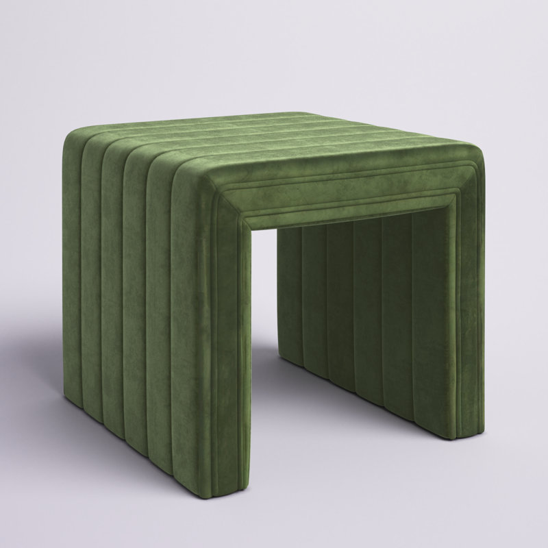 Aurealiz Modern Channel Ottoman, Forest Green Velvet