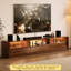 Meuble télé rétro en bois manufacturé brun noisette-1075899312