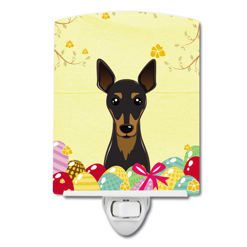 Éclairage de nuit en céramique pour oeuf de pâques jacks d’olivier terrier, Pinscher nain