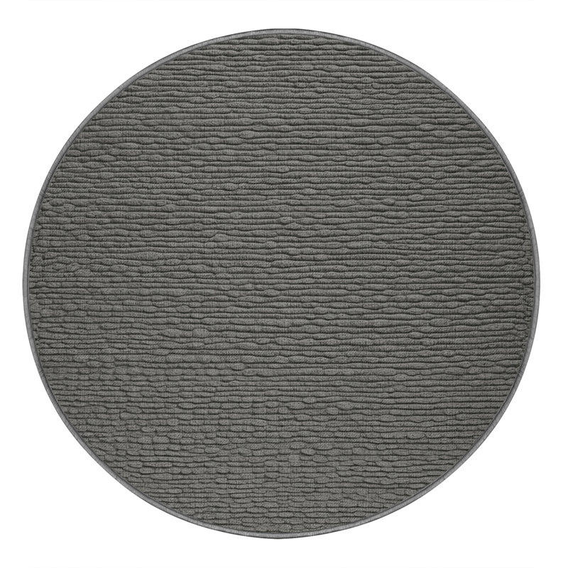 Tapis gris uni lavable à la machine, Rond 6 pi