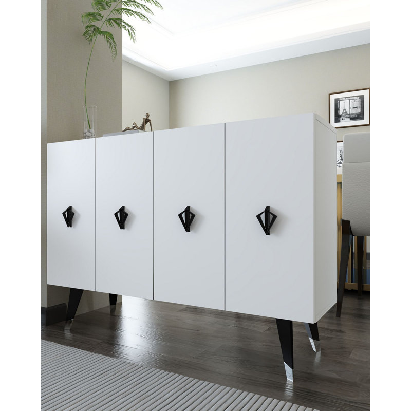 Console moderne avec de nombreuses tablettes, 47,2 po x 31,5 po x 11,6 po | 100% panneau de particules enduit de mélamine, 0,7 po d'épaisseur | Conception murale, parfaite pour le salon et le vestibule, élégante et fonctionnelle