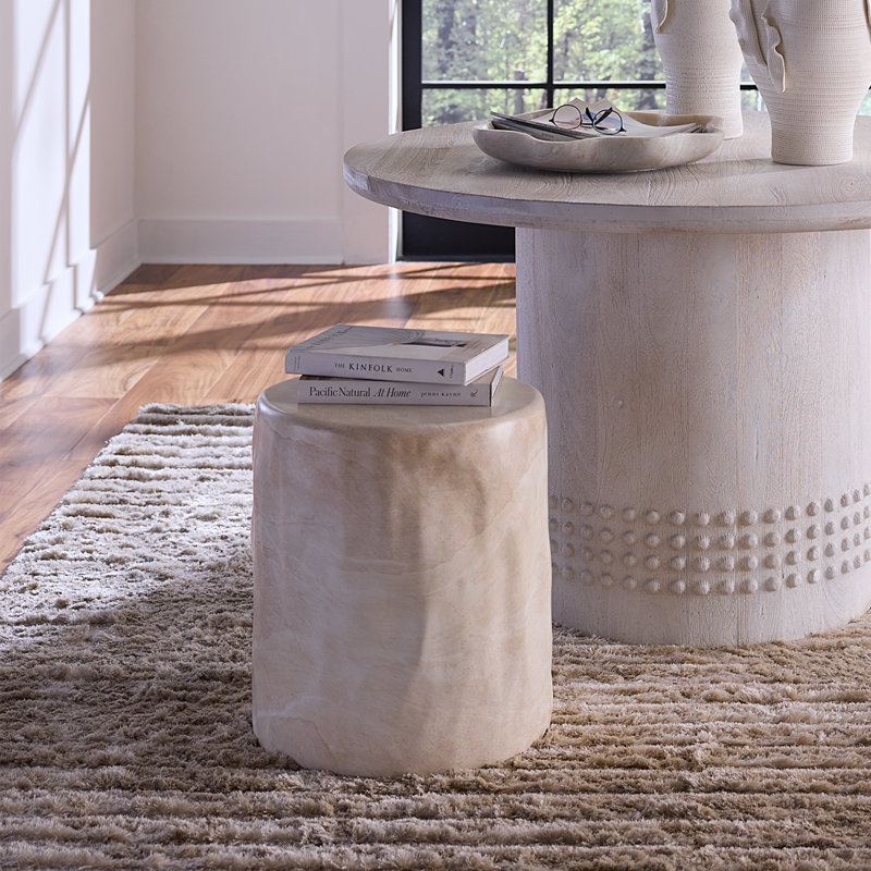 Cedar Side Table, Marbled Cream, Marbled Grey