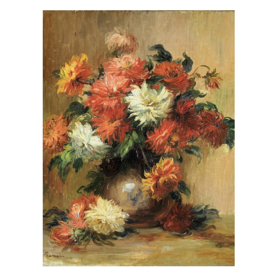 Leinwandbild Stillleben mit Dahlien von Auguste Renoir