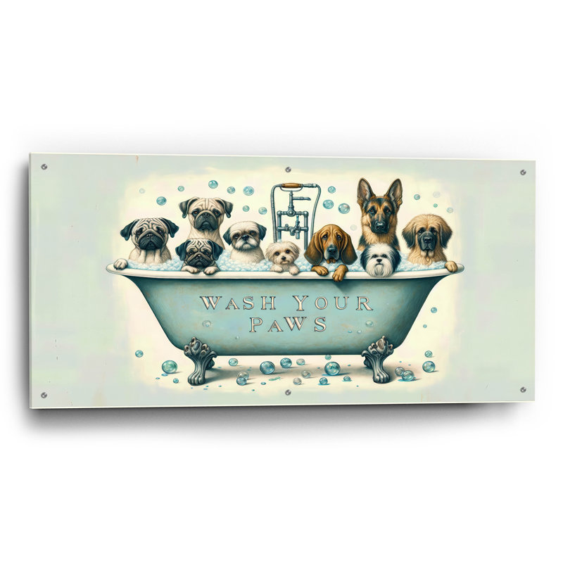  «Clean Paws» par Rich Monet, art mural en verre acrylique, 48 po x 24 po, H 24 po x l 48 po