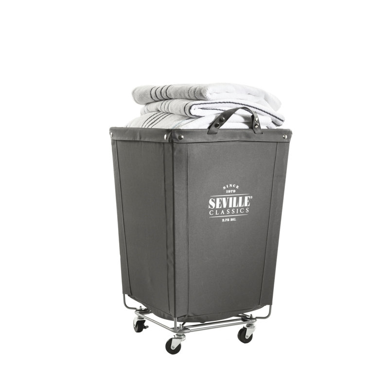 Rolling Commercial Laundry Hamper, 27.5" H x 18.1" W x 18.1" D, Gray