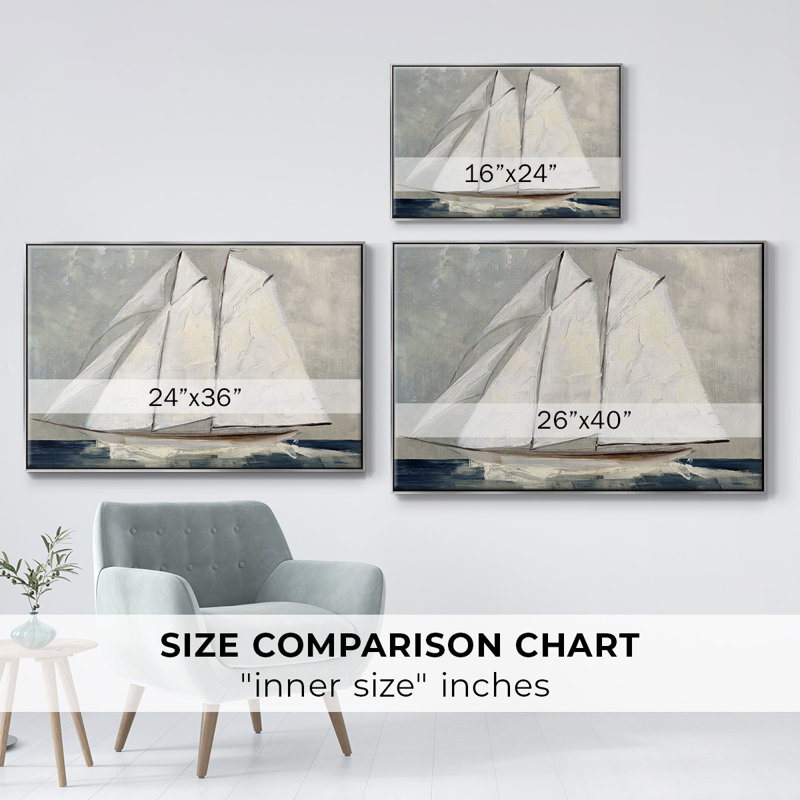 «Réglage de voile», reproduction sur toile, H 27 po x l 41 po x P 2 po, Argent