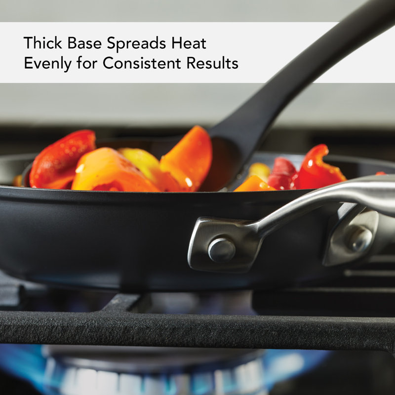 8.25-Inch Matte Black Aluminum Nonstick Frying Pan with Lid