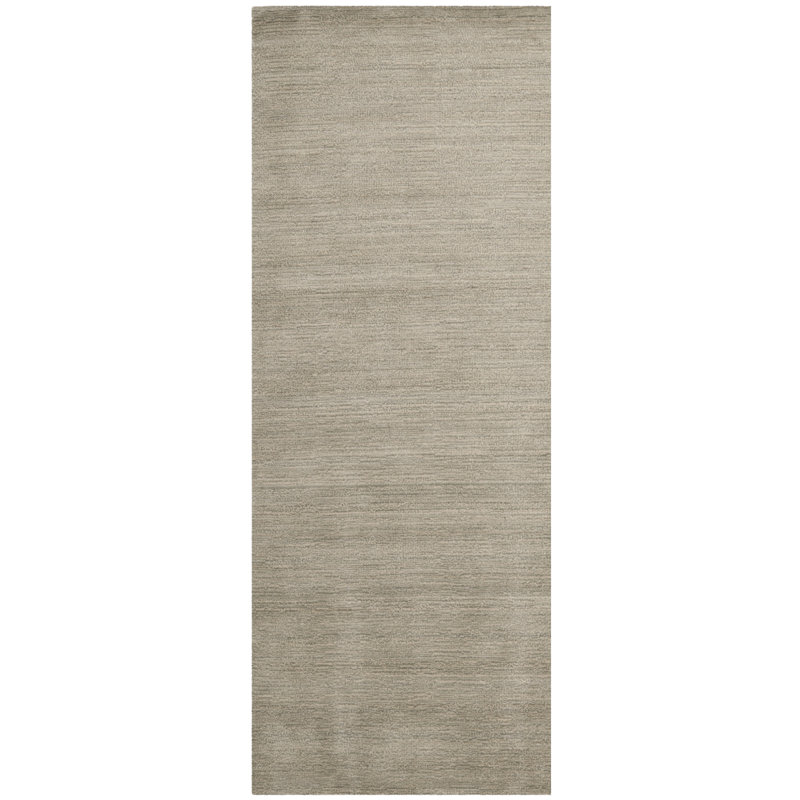 Southbury Hand Loomed Wool/Cotton Solid Color Rug in Gray, Runner 2'3" x 6'
