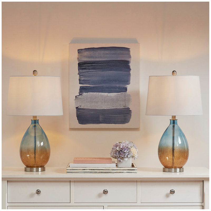 Cortina Ombre Table Lamp, Set of 2, Blue, White