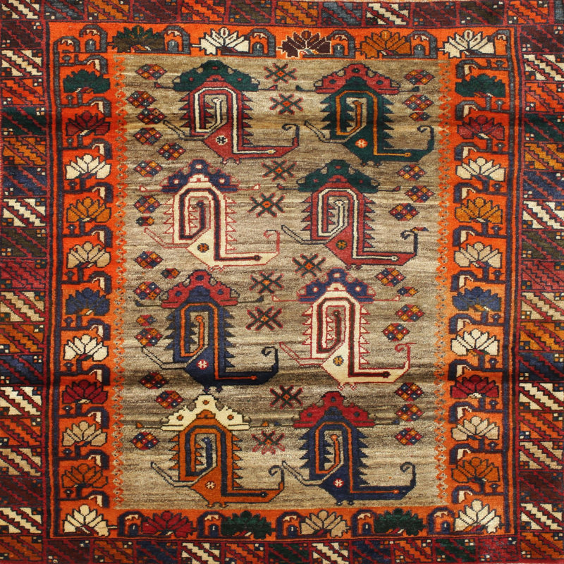 Tapis rouge à motif sud-ouest, Carré 7 pi