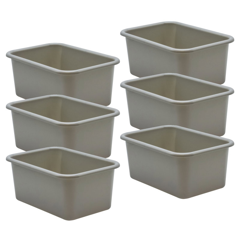 Ensemble de bacs en plastique, gris, H 7,75 po x l 11,38 po x P 5 po