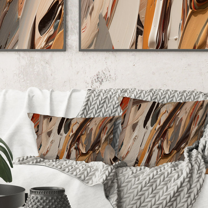 Terracotta Bliss Texture Abstract VI - Coussin décoratif avec peinture abstraite