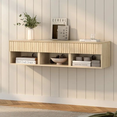 Drawer Wall-Mounted Nightstand With Open Cubby