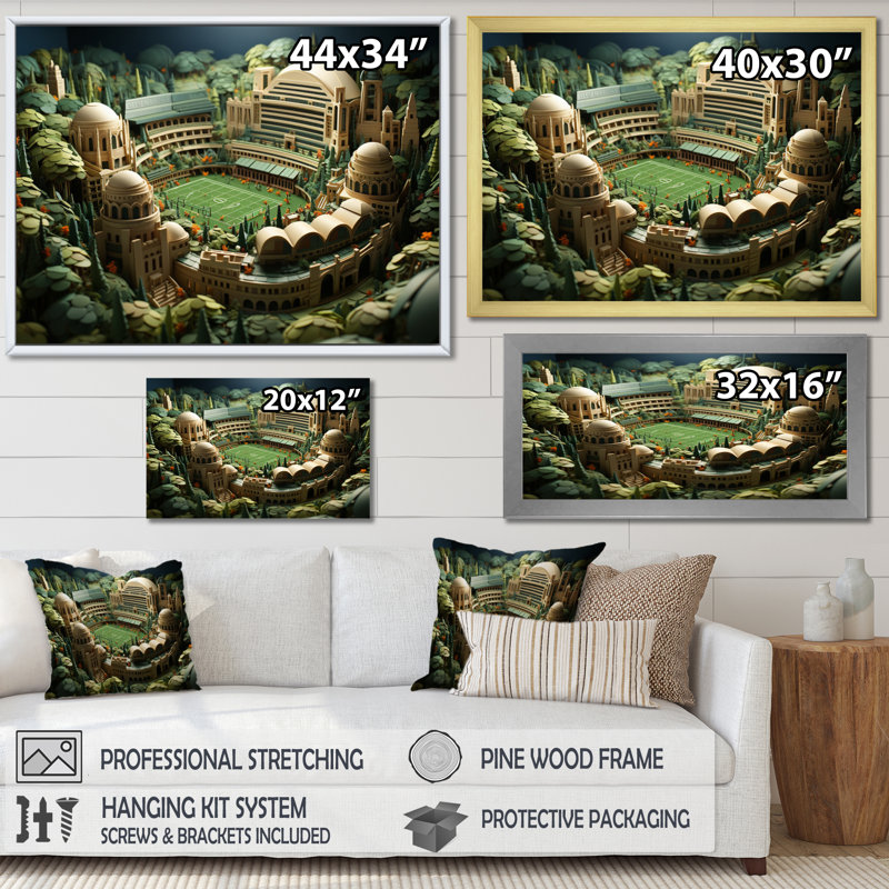 Koldo Stadiums, champ de gloire sur toile, H 34 po x l 44 po x P 1,5 po, Toile tendue