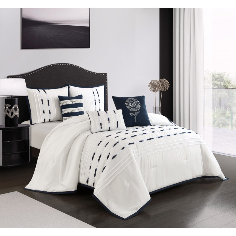 Delfina Microfiber 6 Piece Comforter Set, King Comforter + 2 Shams + 3 Throw Pillows
