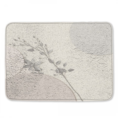 Tapis de bain gris à cercles floraux