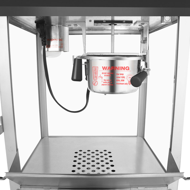 Black Stainless Steel Antique Style Tabletop Popcorn Machine