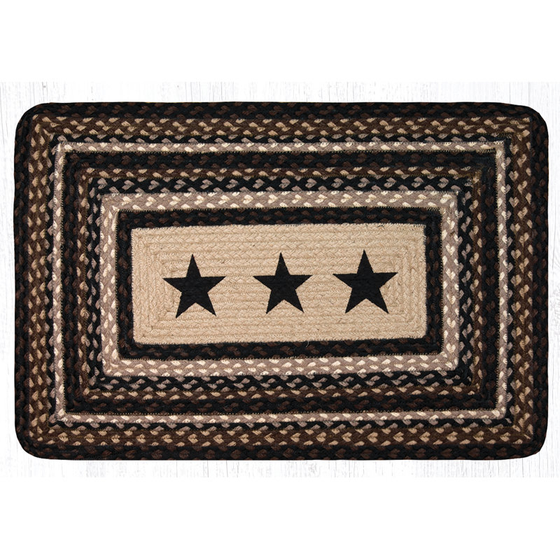 Tapis noir à imprimé étoiles noires