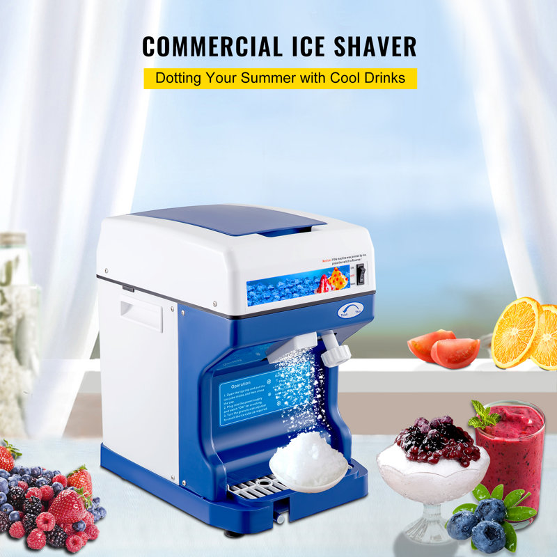 Blue and White Stainless Steel Countertop Snow Cone Maker