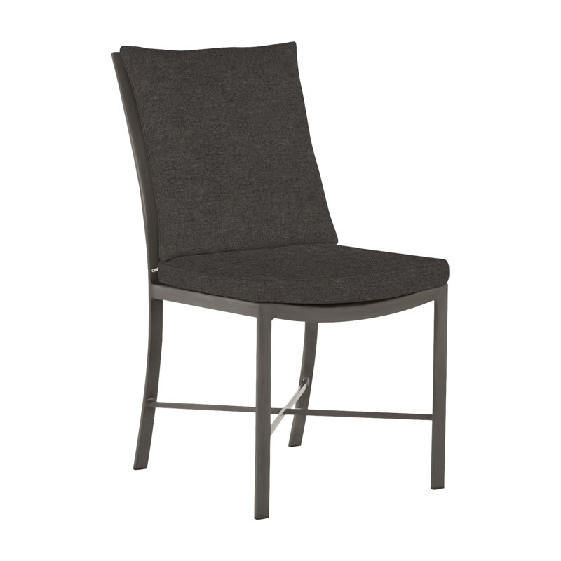 Monaco Patio Dining Side Chair with Cushions, No Welt, Slate Gray, Verona Fossil