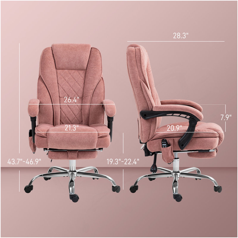 Fauteuil de bureau avec repose-pieds Vinsetto Massage, Rose