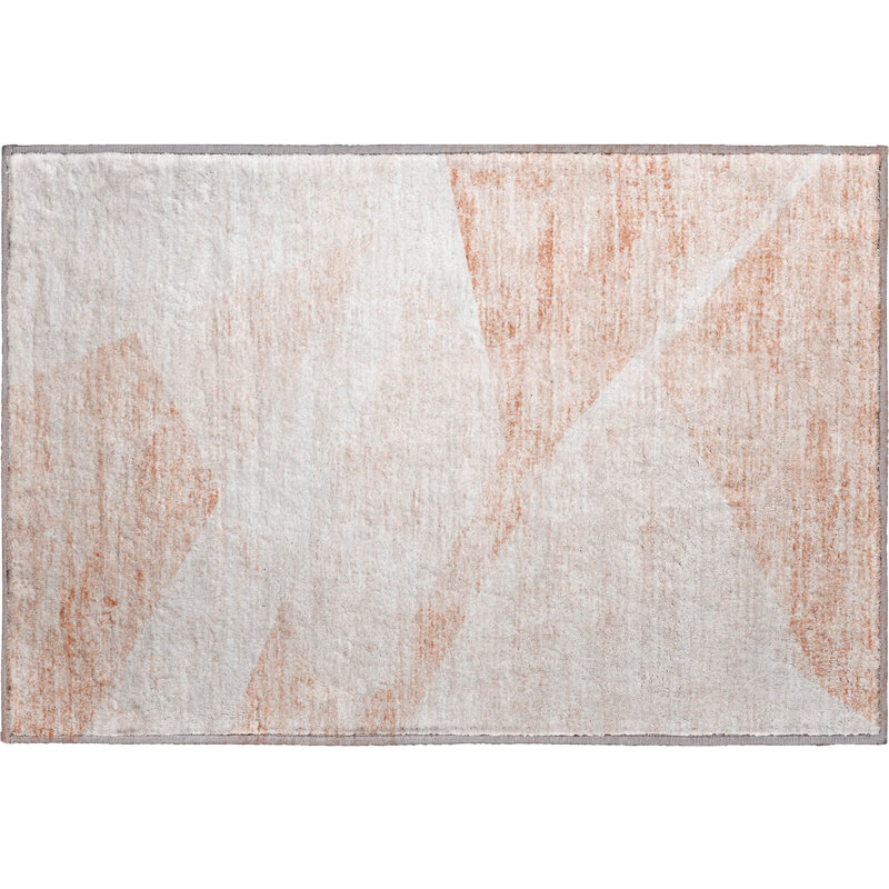 Premium Machine Washable Prisco Salmon Rug, Rectangle 1'8" x 2'6"