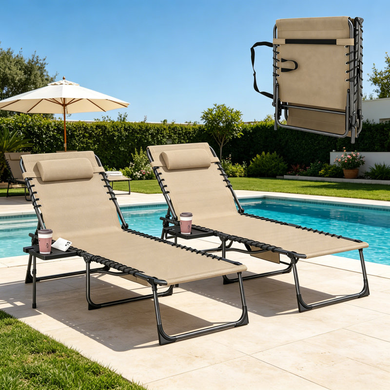 190cm Long Chaise Lounge Set, Beige