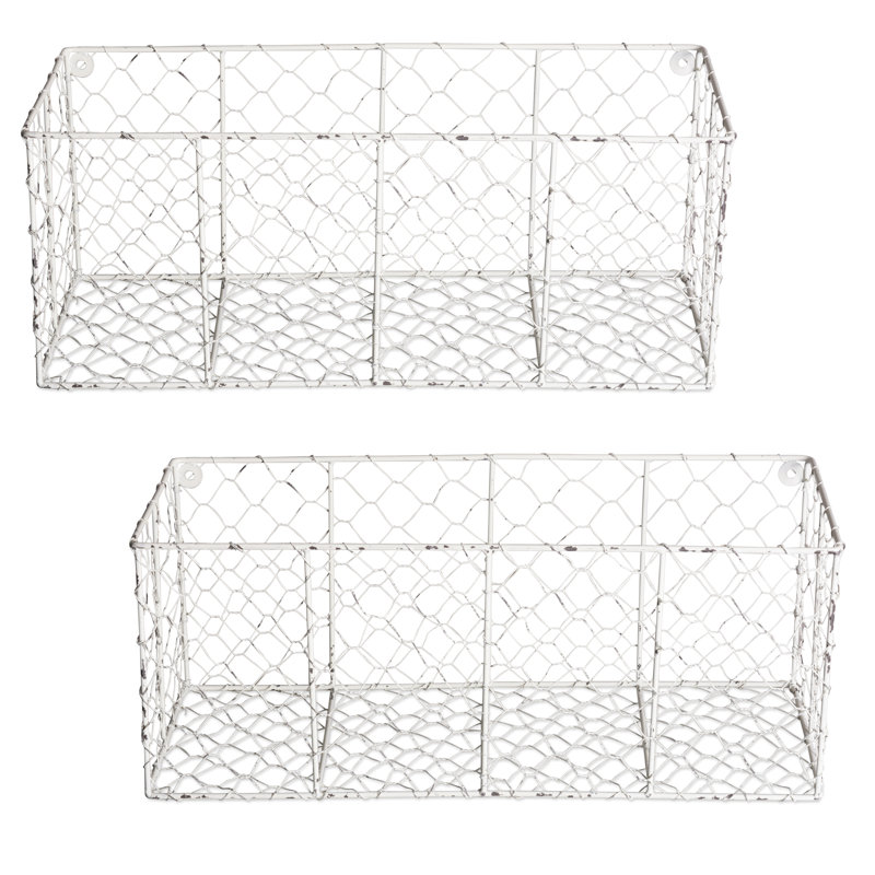 Paniers muraux Deloatch, Blanc antique, H 7 po x l 6,7 po x P 17,73 po