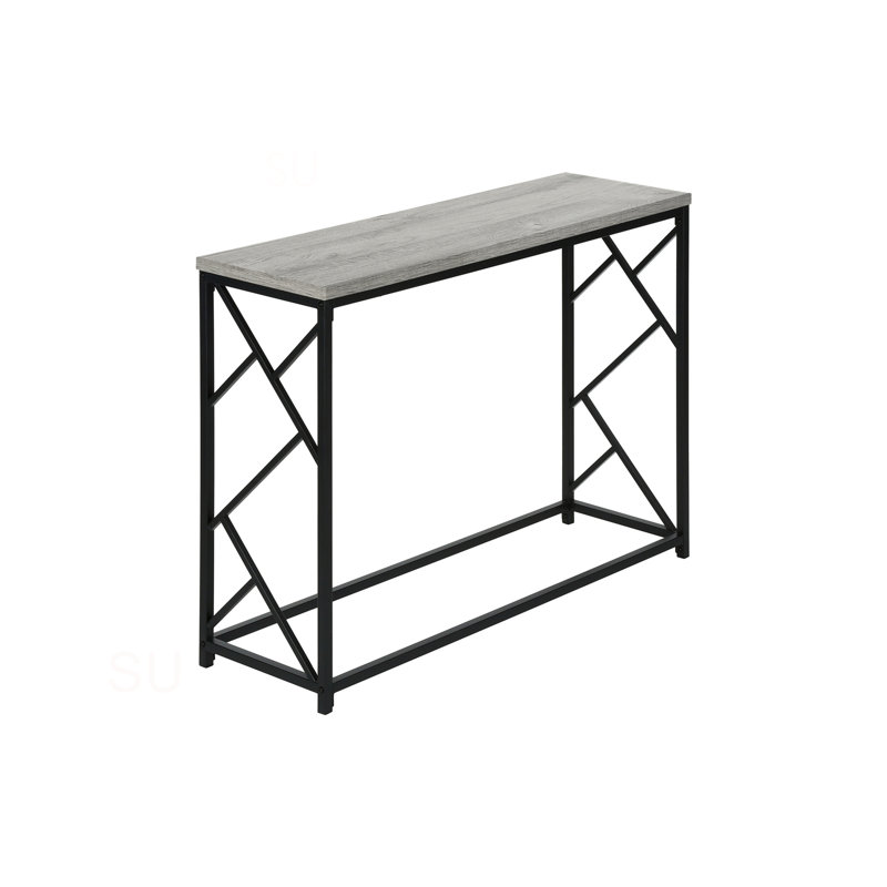 Accent Table, Console, Entryway, Narrow, Sofa, Living Room, Bedroom, Laminate, Black Metal, Contemporary, Modern, Gray