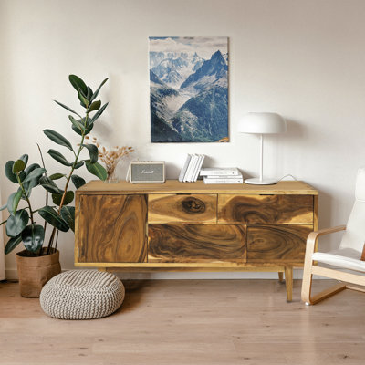 Commode avec 1 porte / 4 tiroirs en bois Suar