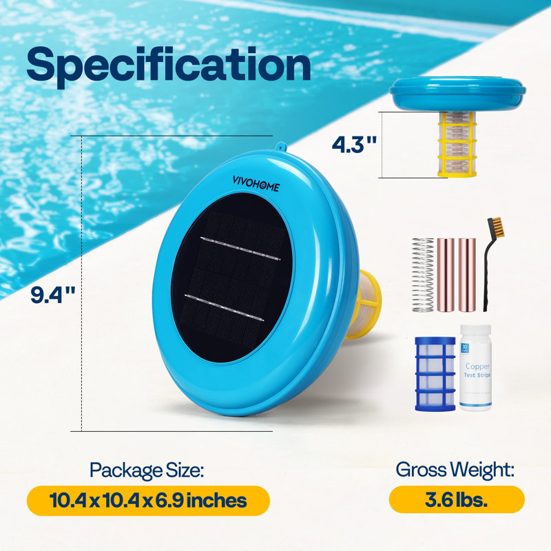Chlorine-Free Automatic Solar Pool Cleaning Tools, Blue
