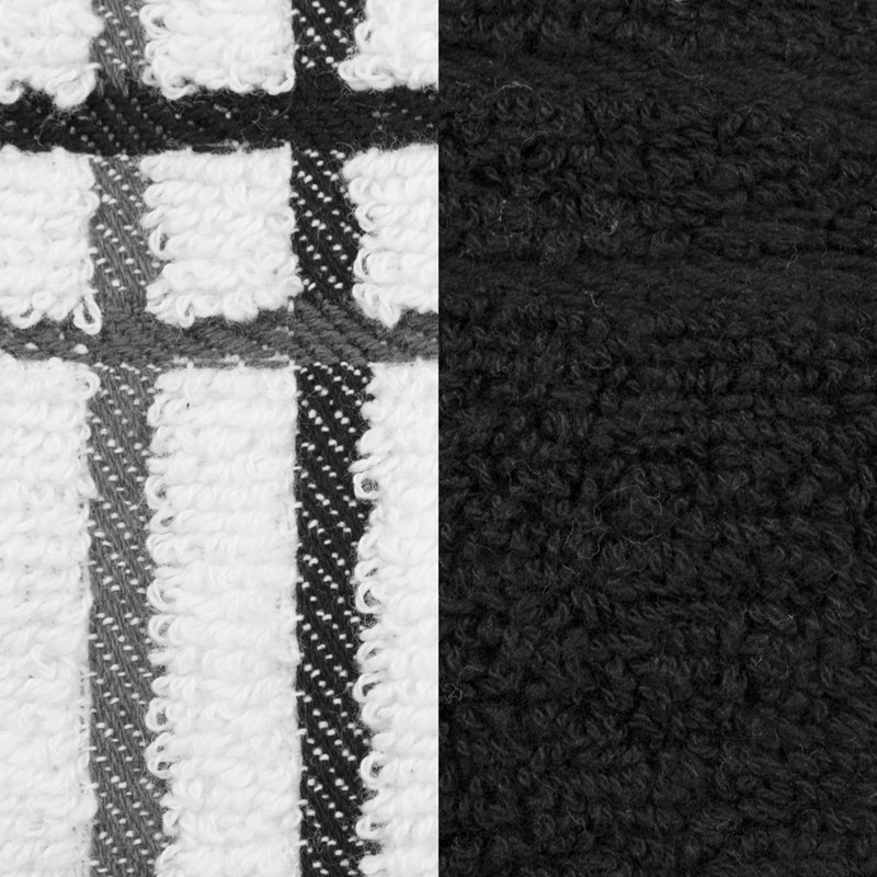 Cotton Plaid Waffle Dish Cloth Kitchen Towel, Black