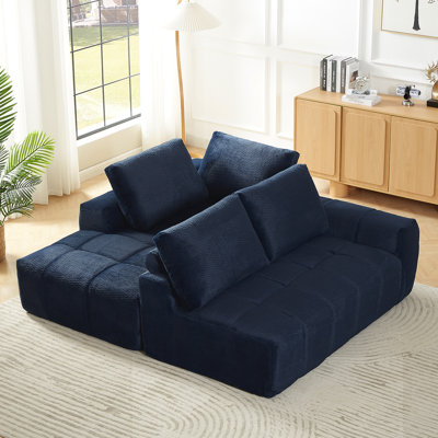 Canapé modulaire de luxe en forme de L de 112 pouces, conception minimaliste avec tissu de haute qualité, canapé-lit confortable avec conception segmentée unique, structure durable avec ressorts ensachés, utilisation instantanée sans assemblage requis