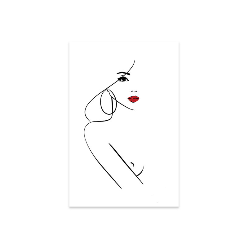 Impression féminine minimaliste sur verre acrylique, H 24 po x l 16 po x P 0,25 po