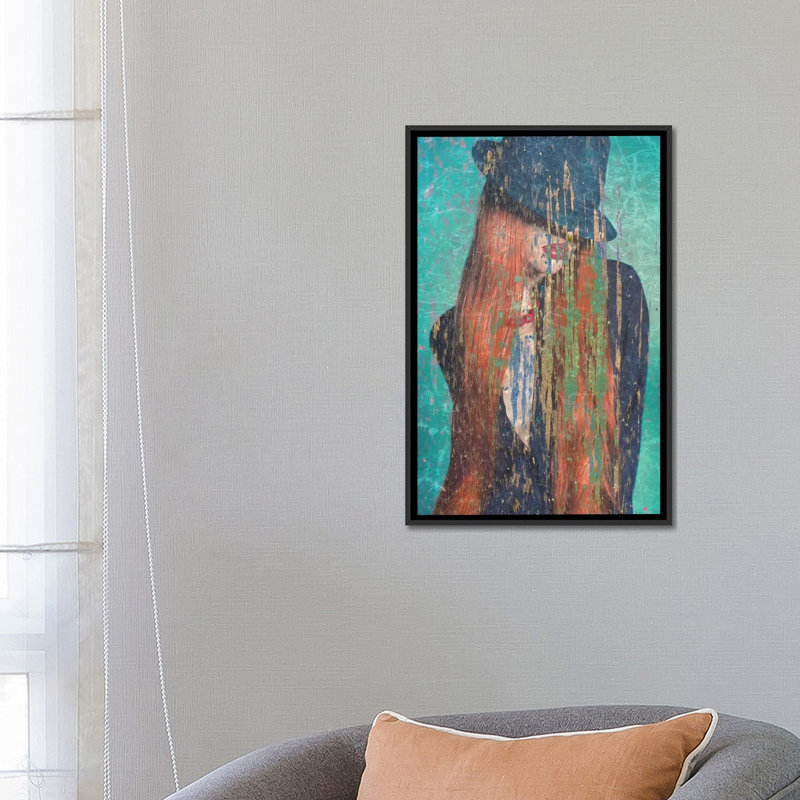 « red cheveu », impression sur toile, Toile avec cadre noir, H 20 po x l 48 po x P 32 po, Pas de tapis
