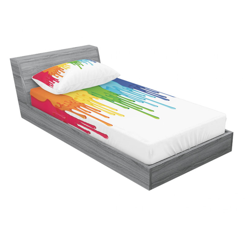 Microfiber Abstract Sheet Set, Twin Sheet Set with Fitted Sheet