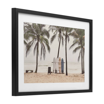 The Boards Surfer's Beach Framed Print Under Glass, design by Sisi and Seb