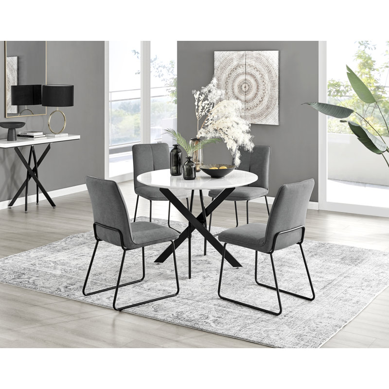 4 - Person Dining Set, Dark Grey/Black, 75 x 120 x 120cm