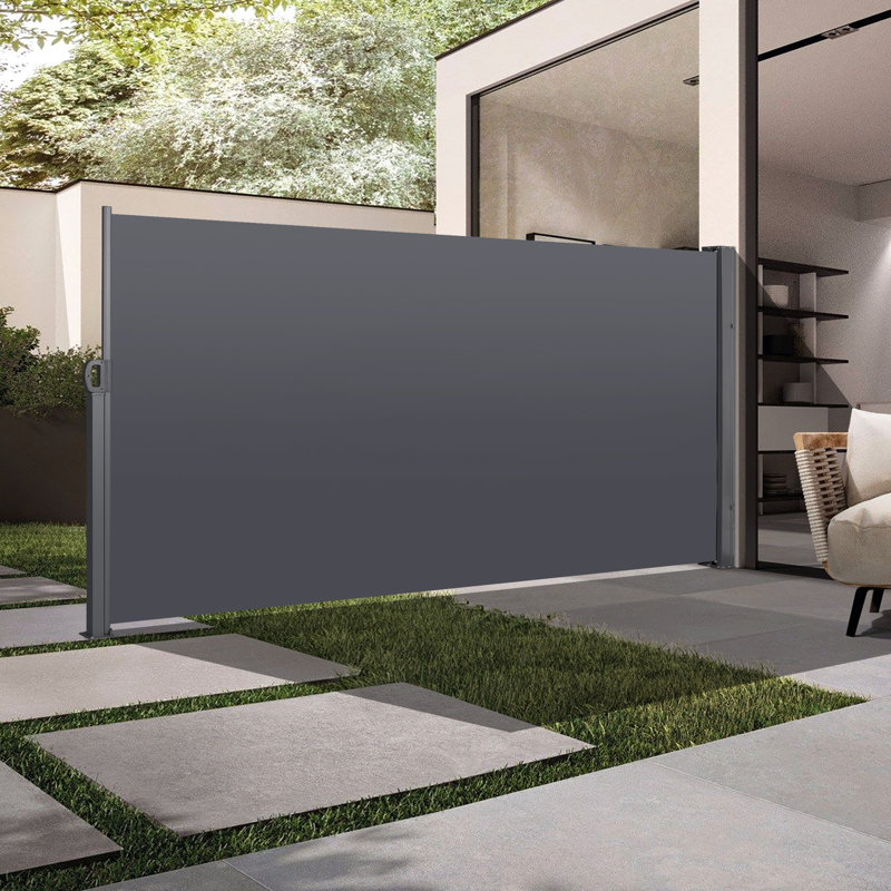 Side Privacy Screen Awning - Retractable, , Waterproof. 118.1"X70.9", Grey Retractable Waterproof For Garden & Balcony. Dark