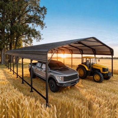 EASYHAWK 20 ft. W x 40 ft. D Galvanized Steel Carport with Sloped Roof