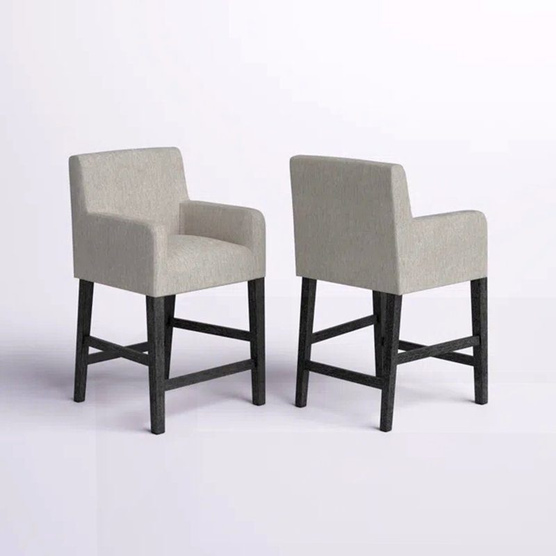 Tabouret de comptoir rembourré de 26 po, Gris clair / gris, 2