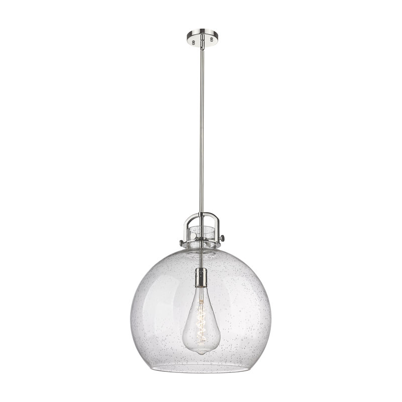 Luminaire suspendu à 1 tige Sligo, Grainé, H 20,5 po x l 18 po x P 18 po, Nickel poli