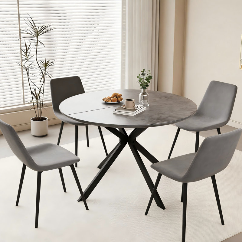 Ensemble de table de salle à manger moderne avec 4 chaises, Gris, Gris