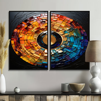 Colorful Vinyl Record Vinyl Mosaic II - Multi-Color Canvas Prints 2-Panels
